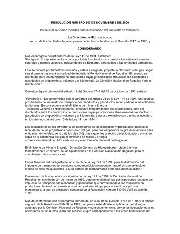 Resolución 640 de 2000 - Instituto Geográfico Agustín Codazzi