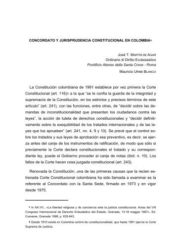 Concordato y jurisprudencia constitucional en Colombia