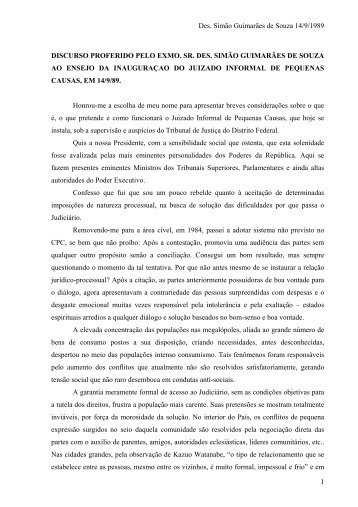 Des. Simão Guimarães de Souza 14/9/1989 1 DISCURSO ... - TJDFT