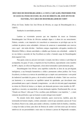 DISCURSO DO DESEMBARGADOR J. J. COSTA ... - TJDFT