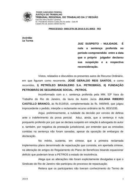 JUIZ SUSPEITO - NULIDADE. É nula a sentença proferida no ...