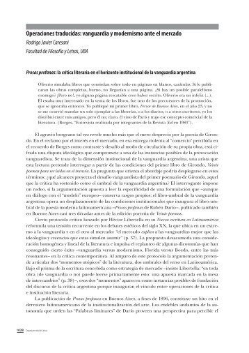 Operaciones traducidas: vanguardia y modernismo ante ... - Congreso