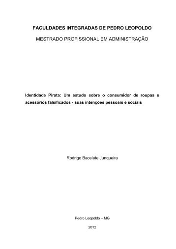 faculdades integradas de pedro leopoldo mestrado profissional em ...