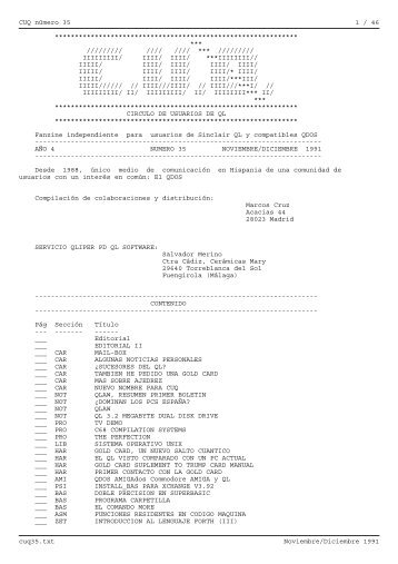 CUQ número 35 1 / 46 cuq35.txt Noviembre/Diciembre ... - Sinclair QL