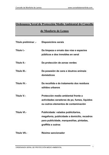 Ordenanza Xeral de Protección Medio Ambiental do Concello de ...