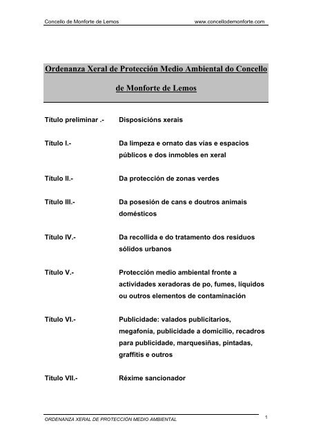 Ordenanza Xeral de Protección Medio Ambiental do Concello de ...