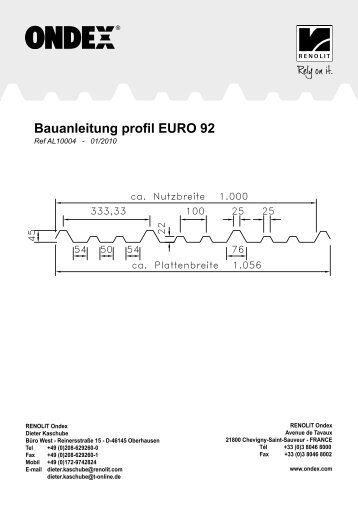 Bauanleitung profil EURO 92 - Renolit