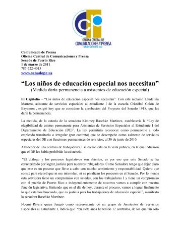 “Los niños de educación especial nos necesitan” - Senado