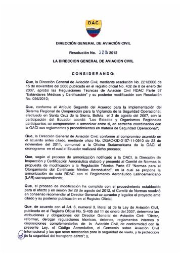 RDAC Parte 67 - Dirección General de Aviación Civil Ecuador