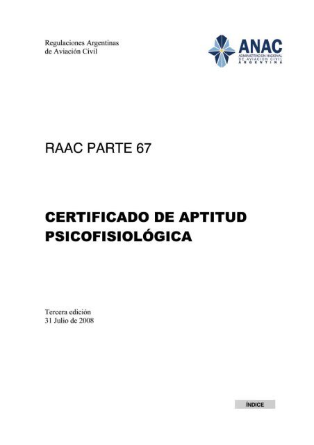 Certificado de aptitud psicofisiológica - ANAC