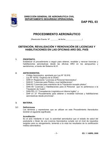 dap pel 03 procedimiento aeronáutico - Dirección General de ...