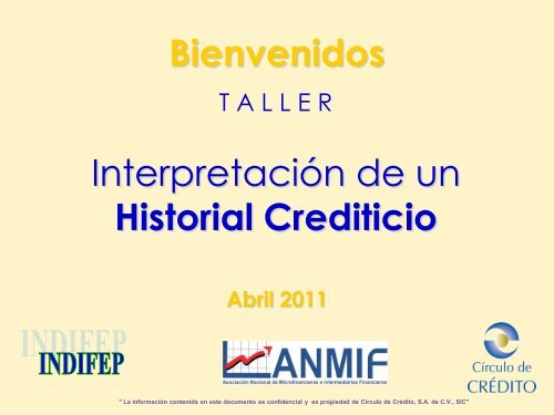 Interpretación de un Historial Crediticio Bienvenidos - indifep