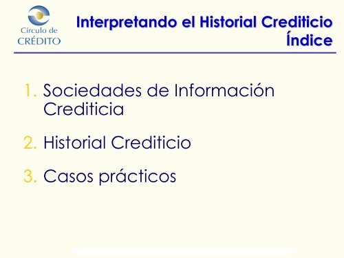 Interpretación de un Historial Crediticio Bienvenidos - indifep