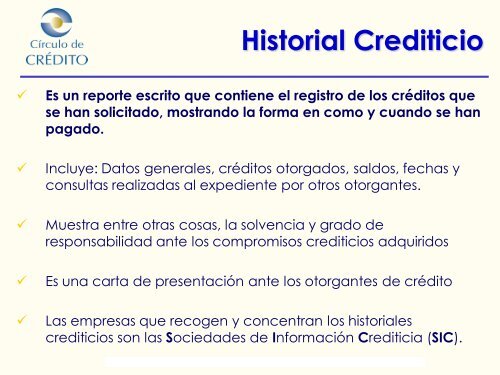 Interpretación de un Historial Crediticio Bienvenidos - indifep