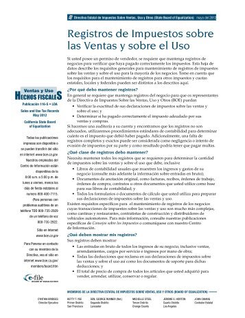 Registros de Impuestos sobre las Ventas y sobre el Uso