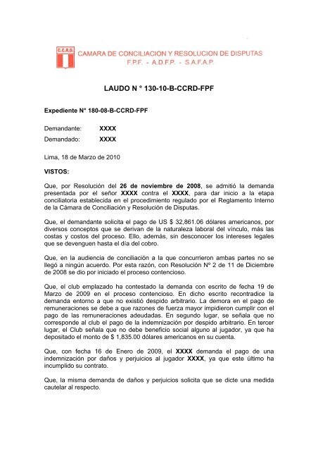 LAUDO N ° 130-10-B-CCRD-FPF