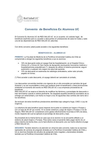 Convenio de Beneficios Ex Alumnos UC - Red Salud UC - Pontificia ...
