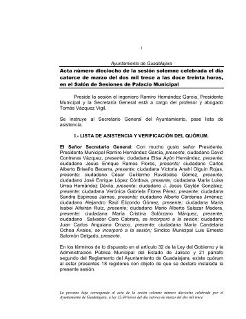 Ayuntamiento de Guadalajara Acta número dieciocho de la sesión ...