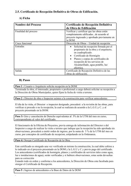 MANUAL DE PROCEDIMIENTO - Ilustre Municipalidad de Las Cabras