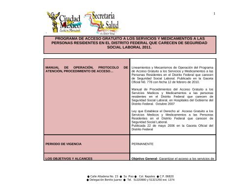 Dirección General - Secretaría de Salud - Gobierno del Distrito ...
