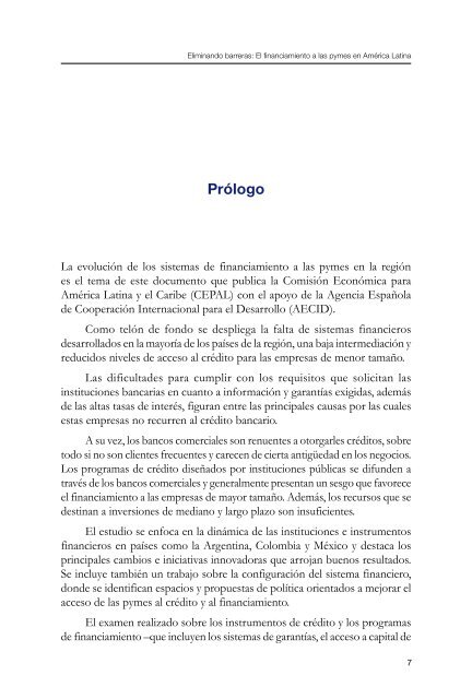 Eliminando barreras: El financiamiento a las pymes en - Cepal