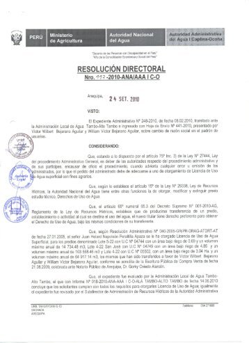 RESOLUCIÓN D|RECTORAL - Autoridad Nacional del Agua