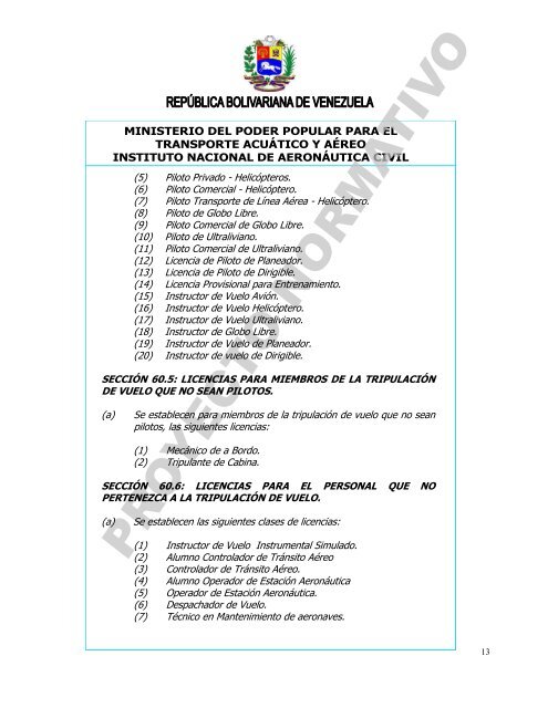 REPÚBLICA BOLIVARIANA DE VENEZUELA - INAC