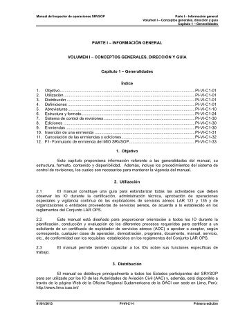 PARTE I – INFORMACIÓN GENERAL VOLUMEN I ... - ICAO