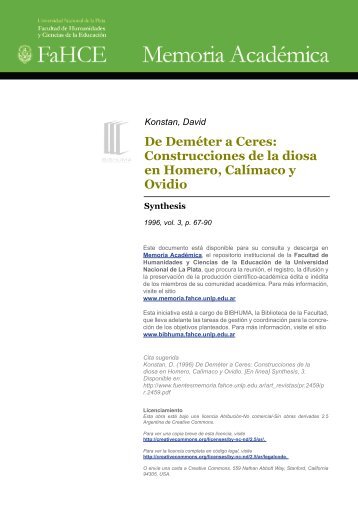 De Deméter a Ceres: Construcciones de la diosa en Homero ...