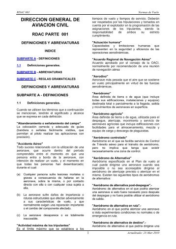 RDAC Parte 001 - Dirección General de Aviación Civil Ecuador