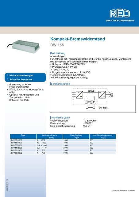 Kompakt-Bremswiderstand BW 155