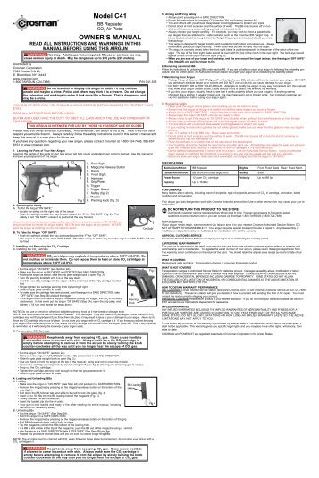 Model C41 OWNER'S MANUAL - Crosman