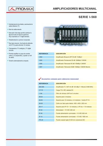 Amplificadores Multicanal. Serie I-560. - Promax