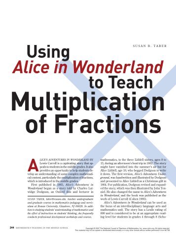 Using Alice in Wonderland to Teach Multiplication of Fractions