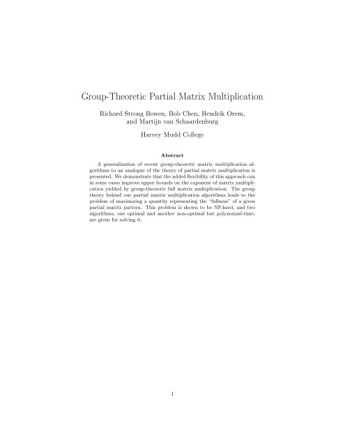 Group-Theoretic Partial Matrix Multiplication - Department of ...