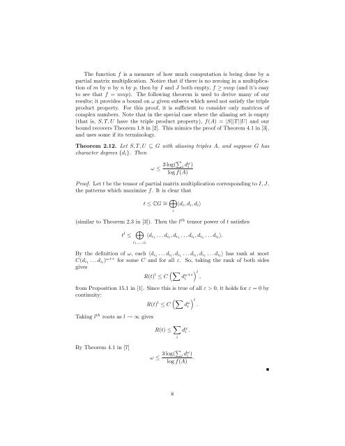 Group-Theoretic Partial Matrix Multiplication - Department of ...
