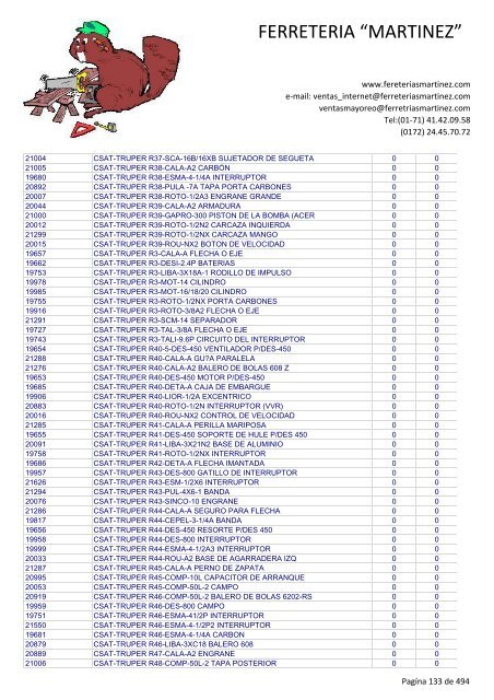 Lista de Productos - Ferreteria "Martínez"