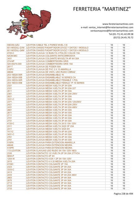 Lista de Productos - Ferreteria "Martínez"