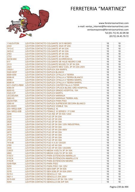 Lista de Productos - Ferreteria "Martínez"