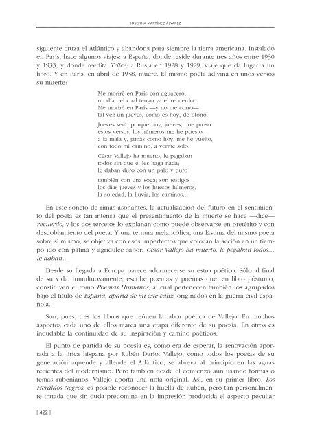 35. Otra mirada a la poesía de César Vallejo, por Josefina Martínez ...