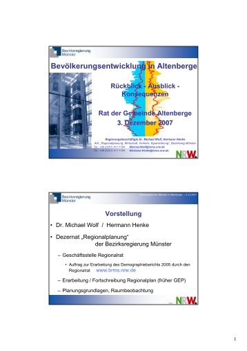 Künftige Bevölkerungsentwicklung - Gemeinde Altenberge