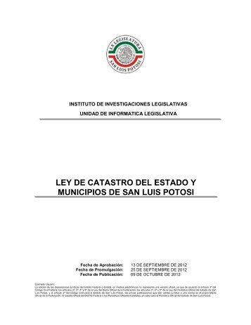 Ley de Catastro del Estado y Municipios de San Luis Potosí - H ...