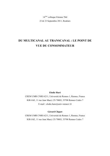 du multicanal au transcanal : le point de vue du consommateur