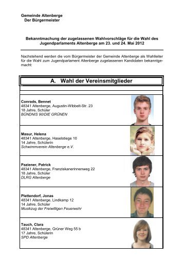 A. Wahl der Vereinsmitglieder - Gemeinde Altenberge