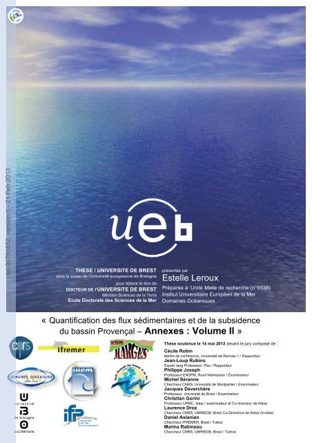 Quantification des flux sédimentaires et de la subsidence du bassin ...