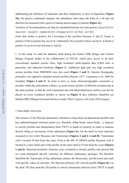 Quantification des flux sédimentaires et de la subsidence du bassin ...