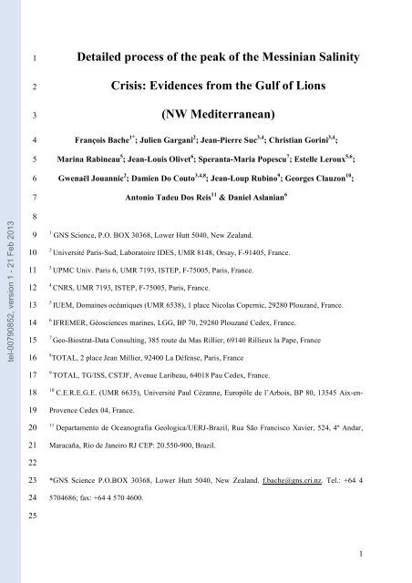 Quantification des flux sédimentaires et de la subsidence du bassin ...