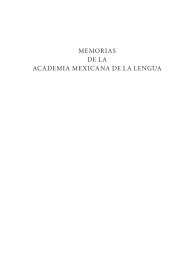 MEMORIAS DE LA ACADEMIA MEXICANA DE LA LENGUA