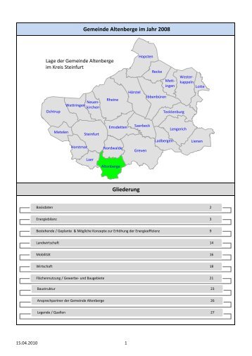 Kommunalsteckbrief der Gemeinde Altenberge