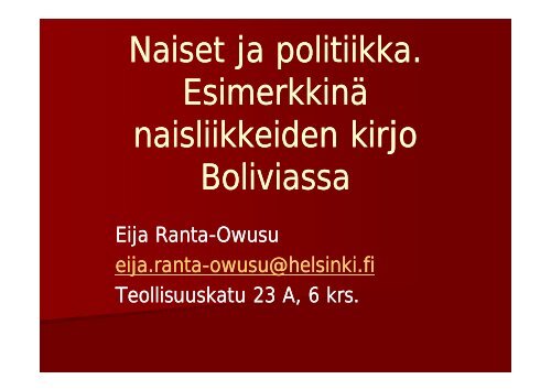 Eija Ranta-Owusun luento - Helsinki.fi